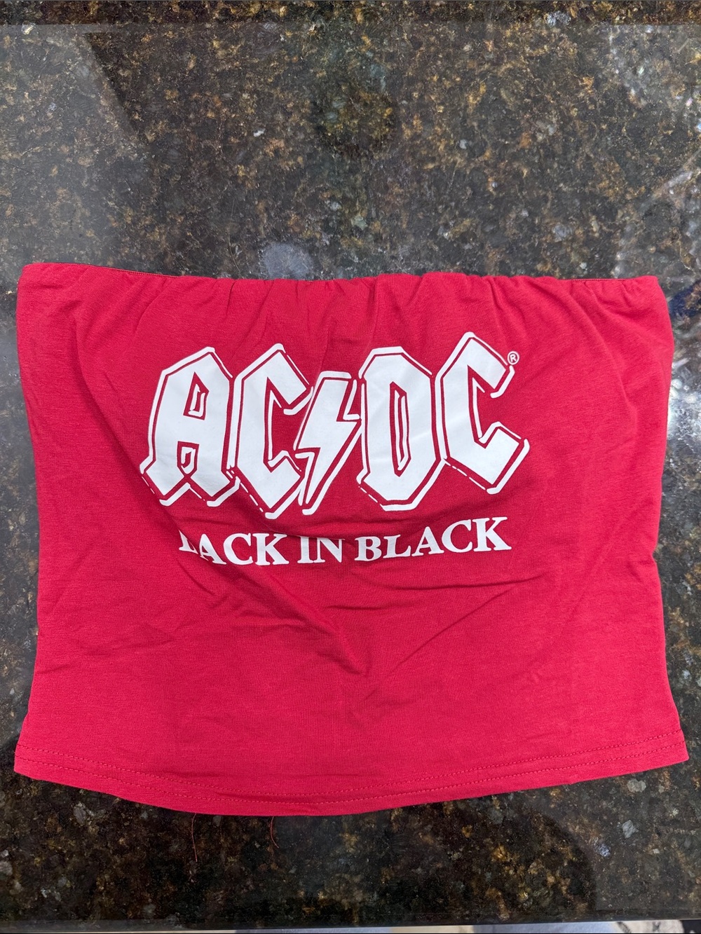 AC/DC Red 'Back in Black' Tube Crop Top